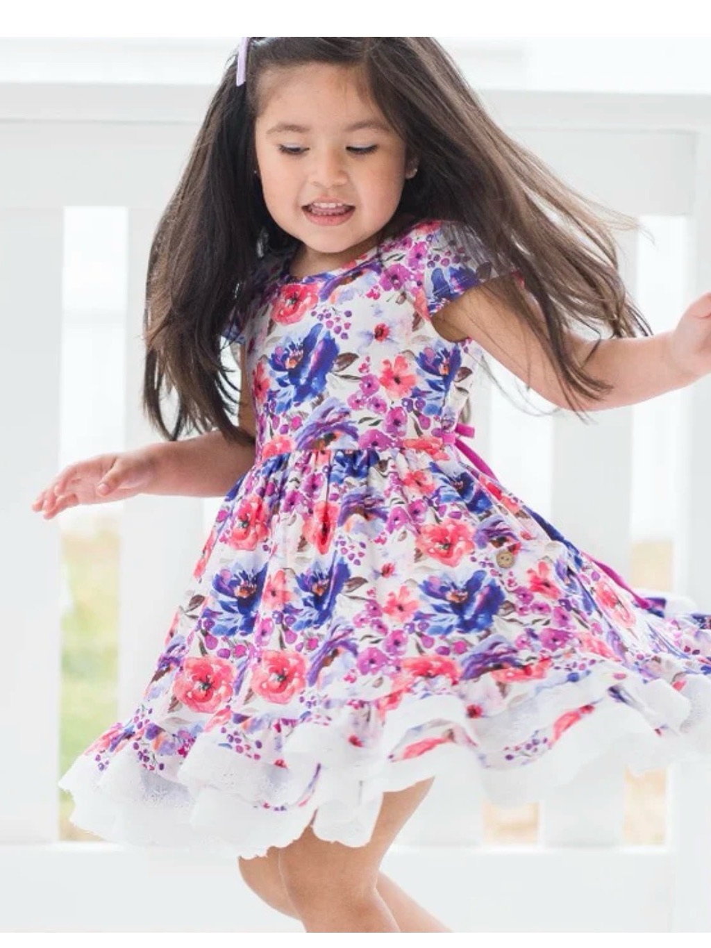 Cheeky Plum Floral Knit Dress In Pink & Blue